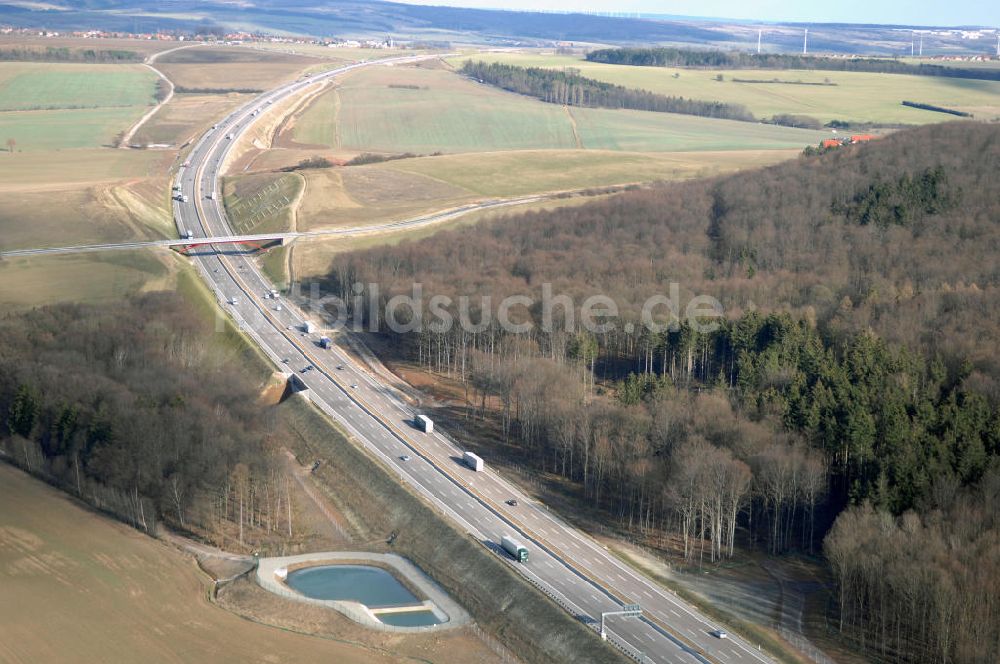 Stregda aus der Vogelperspektive: Neuer A4 -Autobahnverlauf bei Stregda - new A4 motorway course E40 / A4 near Stregda in thuringia