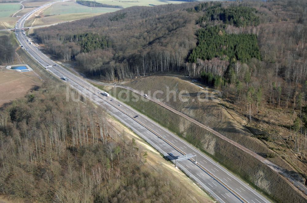 Luftbild Stregda - Neuer A4 -Autobahnverlauf bei Stregda - new A4 motorway course E40 / A4 near Stregda in thuringia