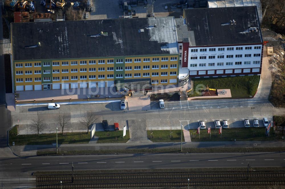 Berlin von oben - Neuer Hauptsitz der FORTUNA Wohnungsunternehmen eG in Lichtenberg