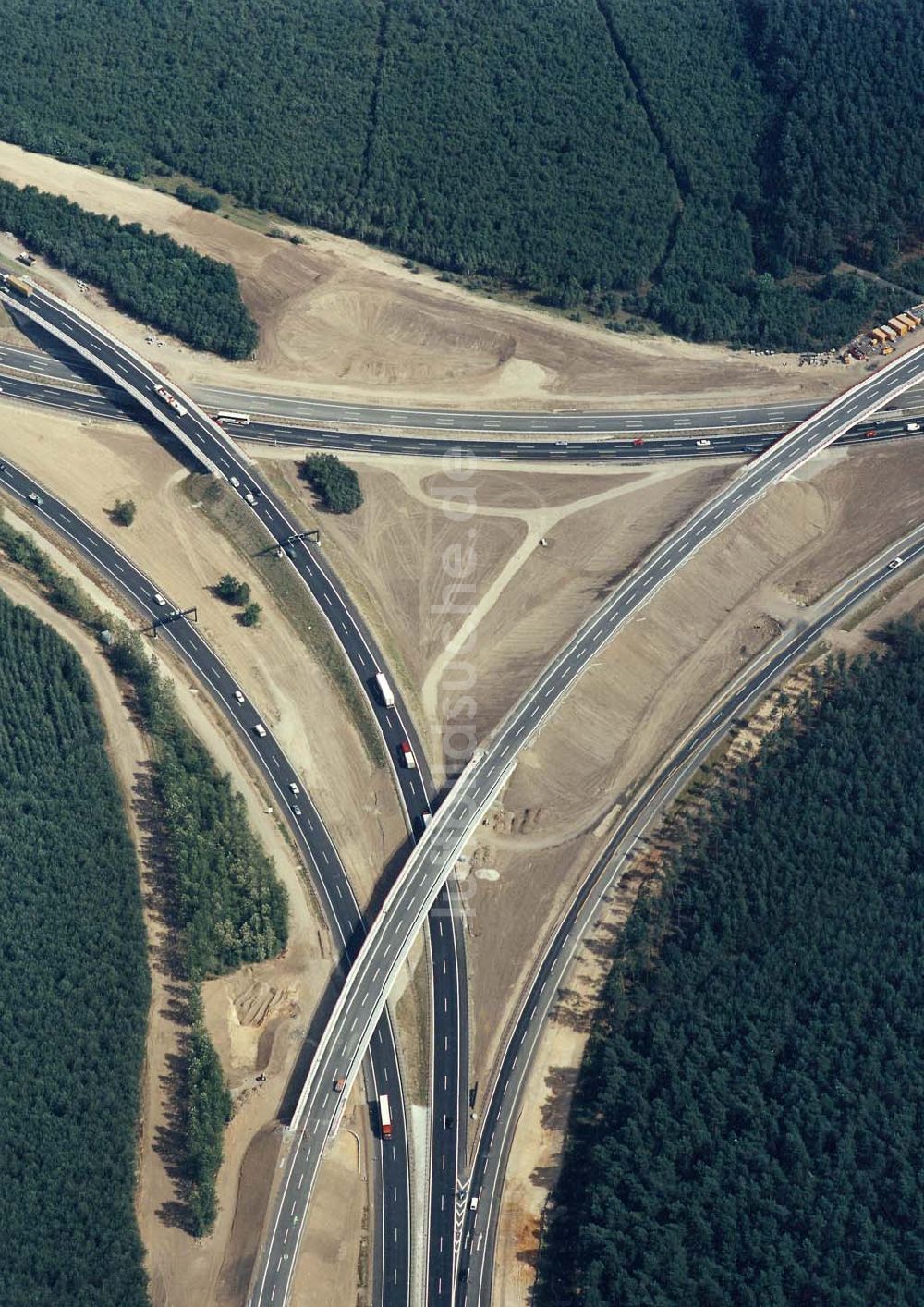 Luftaufnahme Michendorf bei Potsdam - Neues Autobahnkreuz Michendorf - Potsdam