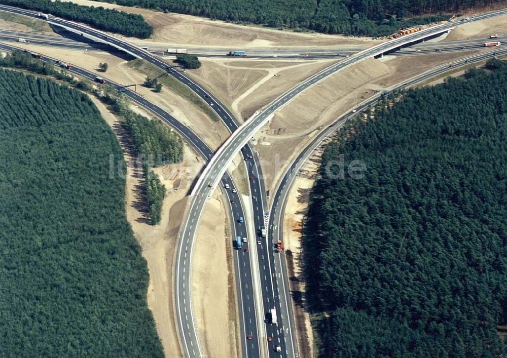 Luftaufnahme Michendorf bei Potsdam - Neues Autobahnkreuz Michendorf - Potsdam