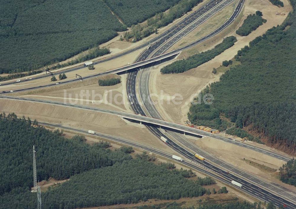 Luftbild Michendorf bei Potsdam - Neues Autobahnkreuz Michendorf - Potsdam