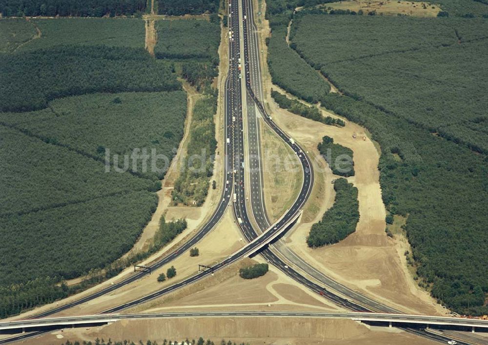 Luftaufnahme Michendorf bei Potsdam - Neues Autobahnkreuz Michendorf - Potsdam