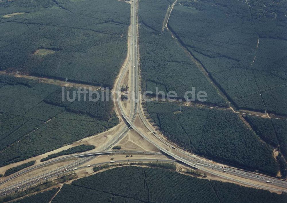 Michendorf bei Potsdam aus der Vogelperspektive: Neues Autobahnkreuz Michendorf - Potsdam