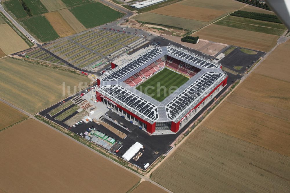 Mainz von oben - Neues eingeweihtes Fußball- Stadion Coface-Arena in Mainz