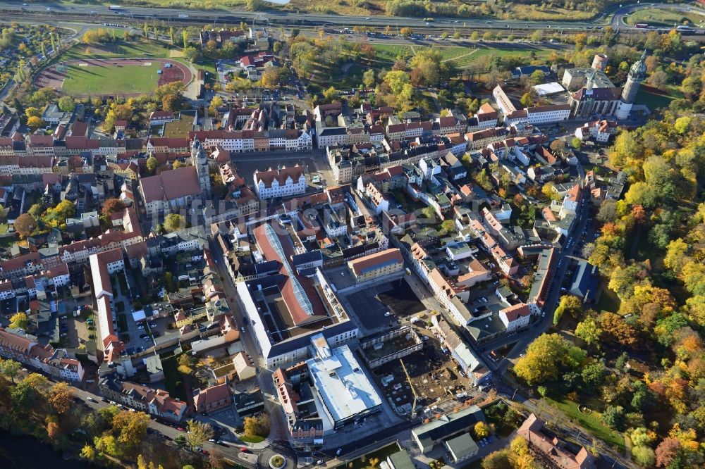 Wittenberg von oben - Neues Einkaufszentrums Arsenal in der Innensatdt von Wittenberg in Sachsen-Anhalt