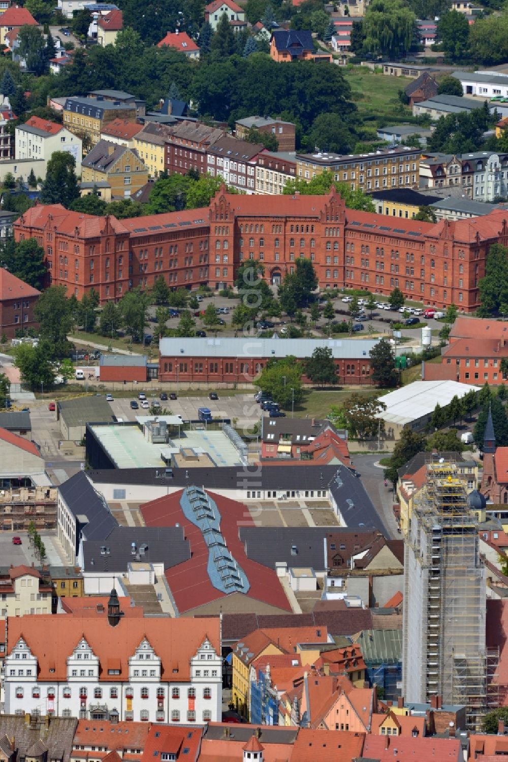 Luftaufnahme Wittenberg - Neues Einkaufszentrums Arsenal in der Innensatdt von Wittenberg in Sachsen-Anhalt