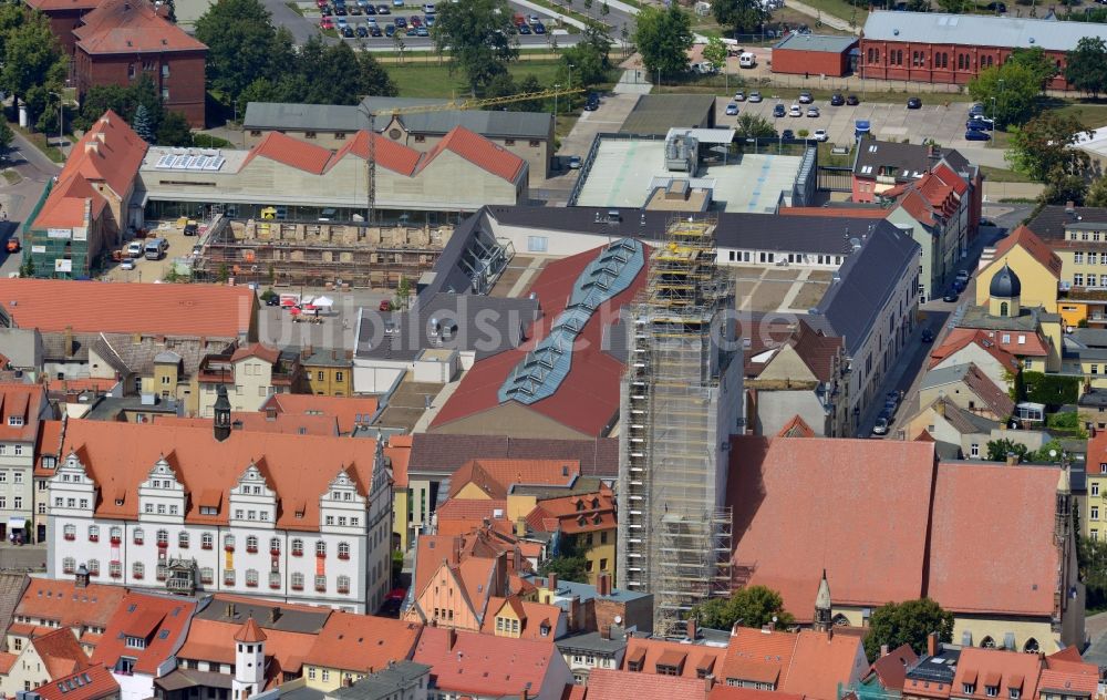 Wittenberg aus der Vogelperspektive: Neues Einkaufszentrums Arsenal in der Innensatdt von Wittenberg in Sachsen-Anhalt