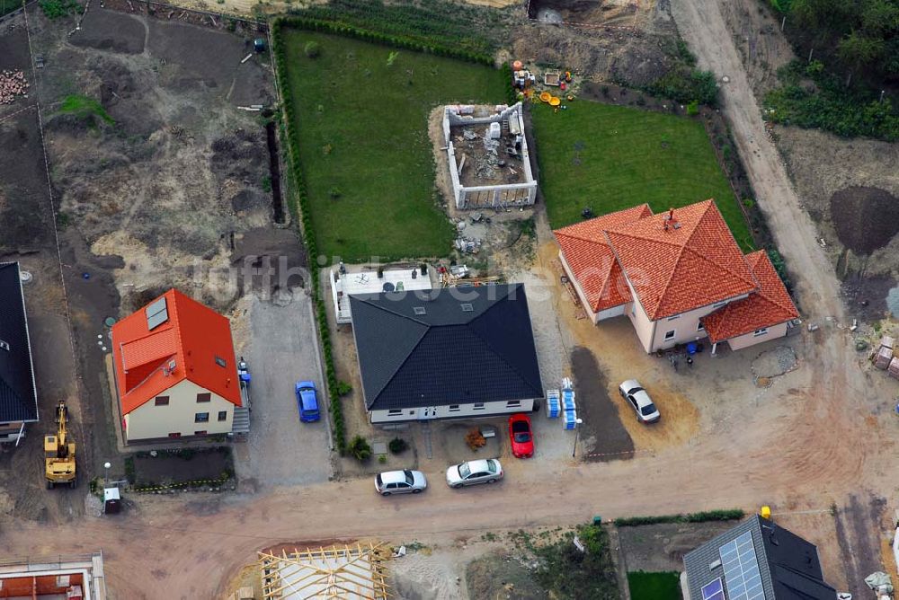 Luftbild Magdeburg - Neugebaute Einfamilienhäuser am Holzweg in Magdeburg-Nordwest