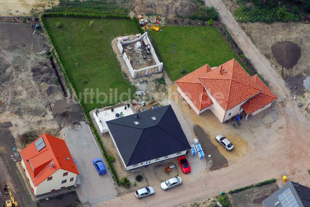 Luftaufnahme Magdeburg - Neugebaute Einfamilienhäuser am Holzweg in Magdeburg-Nordwest