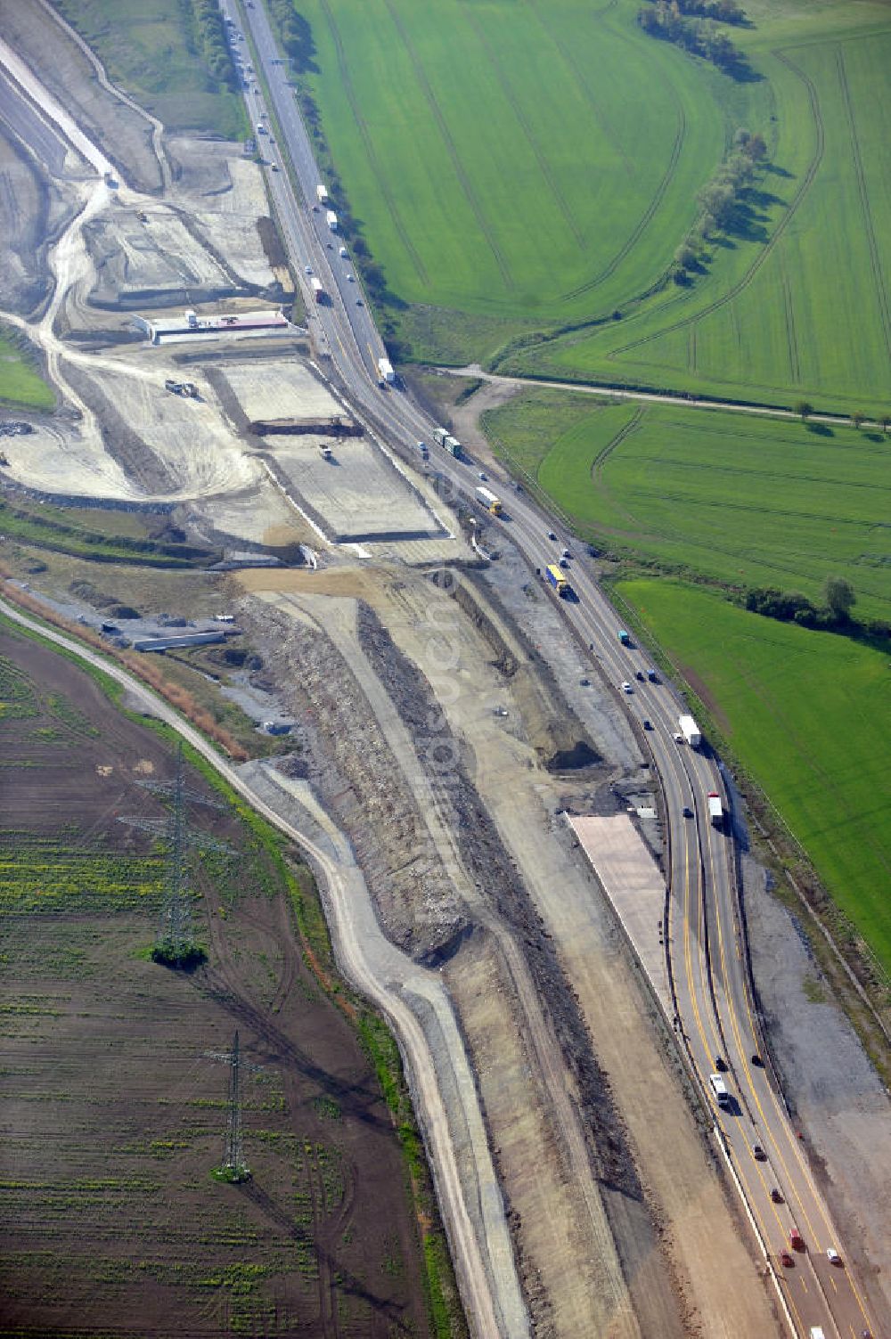 Luftbild Magdala - Neutrassierung / Verlegung der Bundesautobahn BAB A4 bei Magdala in Thüringen