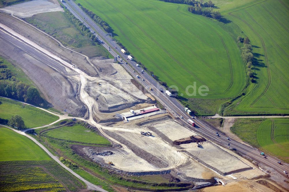 Magdala aus der Vogelperspektive: Neutrassierung / Verlegung der Bundesautobahn BAB A4 bei Magdala in Thüringen