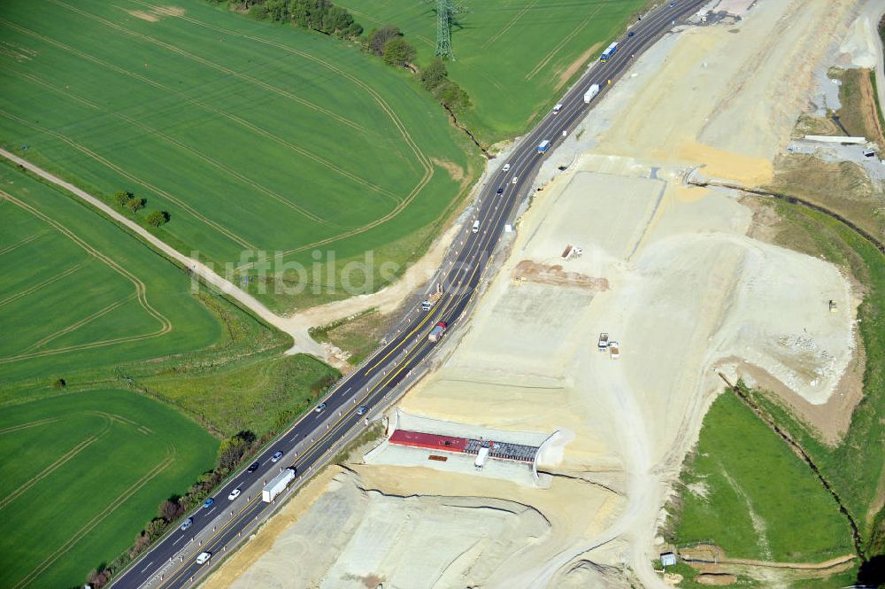 Luftbild Magdala - Neutrassierung / Verlegung der Bundesautobahn BAB A4 bei Magdala in Thüringen