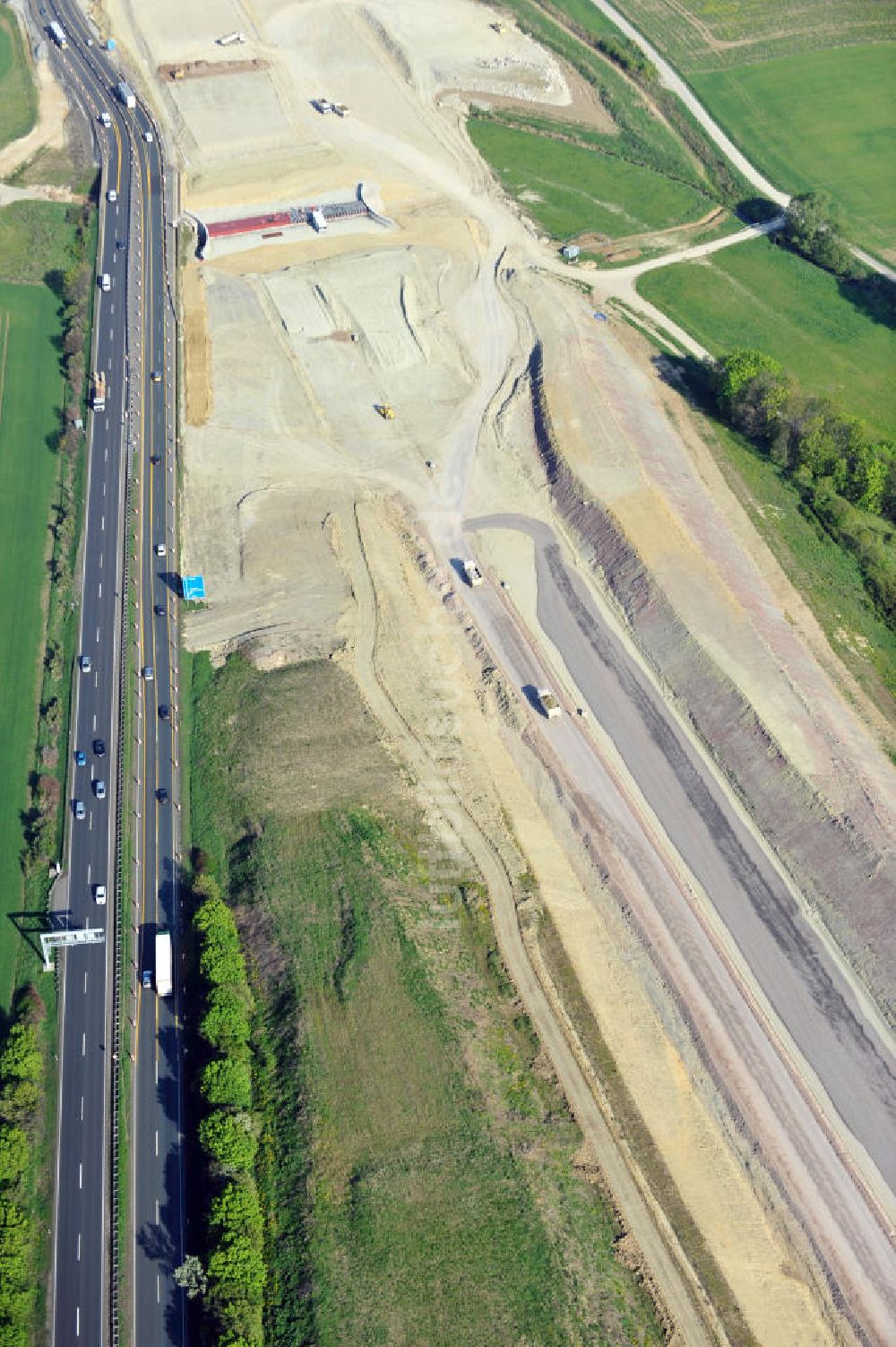 Luftbild Magdala - Neutrassierung / Verlegung der Bundesautobahn BAB A4 bei Magdala in Thüringen