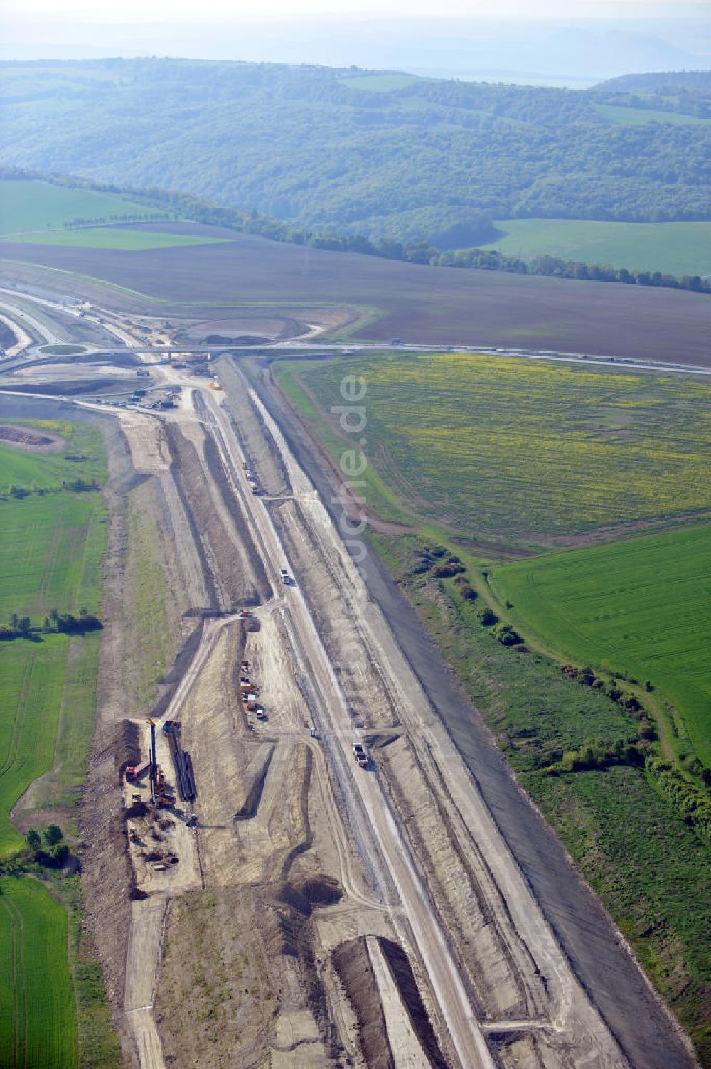 Luftaufnahme Magdala - Neutrassierung / Verlegung der Bundesautobahn BAB A4 bei Magdala in Thüringen