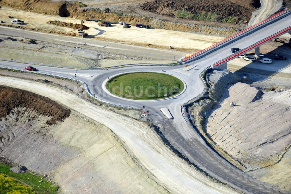 Magdala aus der Vogelperspektive: Neutrassierung / Verlegung der Bundesautobahn BAB A4 bei Magdala in Thüringen