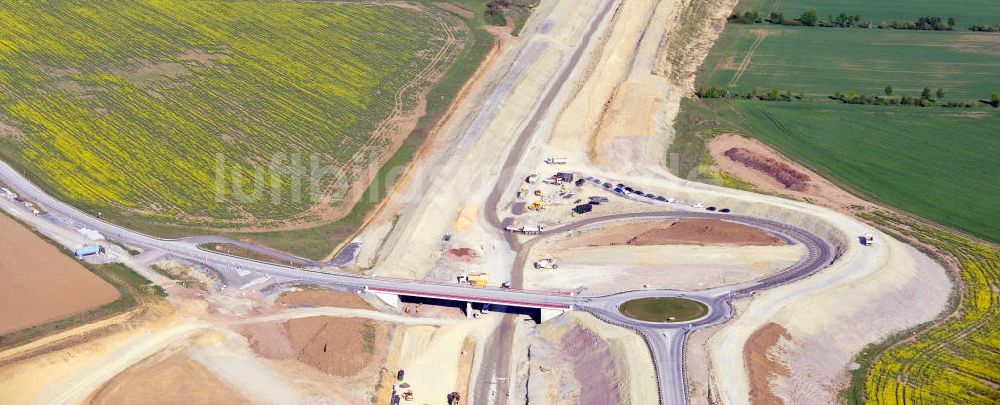 Luftaufnahme Magdala - Neutrassierung / Verlegung der Bundesautobahn BAB A4 bei Magdala in Thüringen