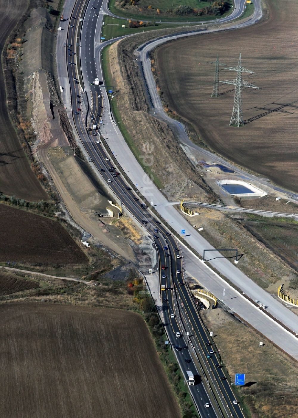 Luftaufnahme Magdala - Neutrassierung / Verlegung der Bundesautobahn BAB A4 bei Magdala in Thüringen