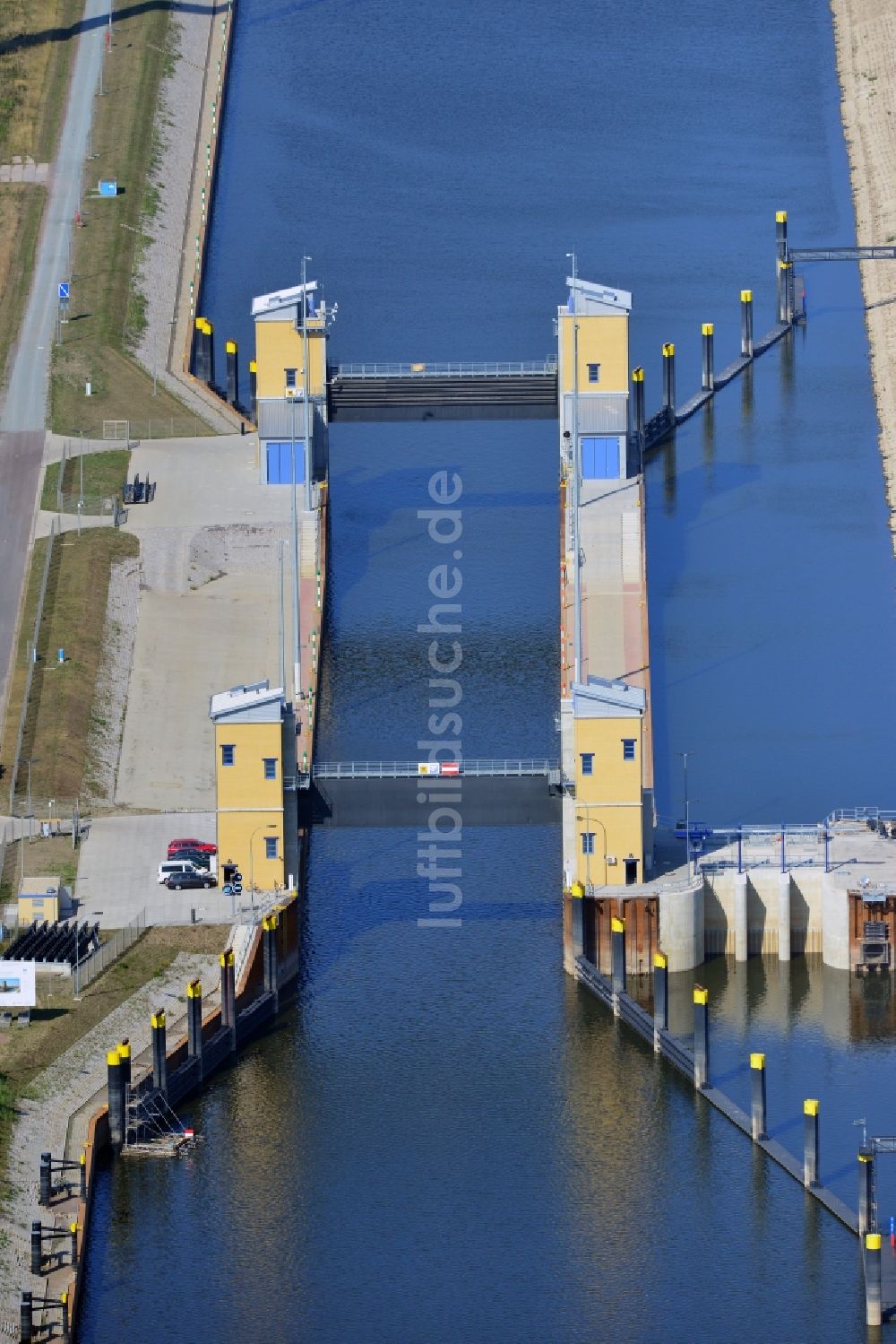 Luftbild Magdeburg - Niedrigwasserschleuse Magdeburg im Rothenseer Verbindungskanal in Sachsen-Anhalt