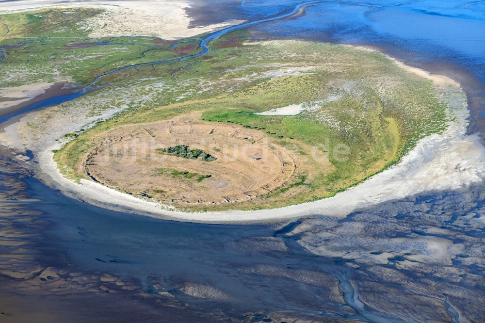 Nigehörn von oben - Nigehörn und Scharhörn in der Nordsee im Wattenmeer vor Cuxhaven im Bundesland Hamburg, Deutschland