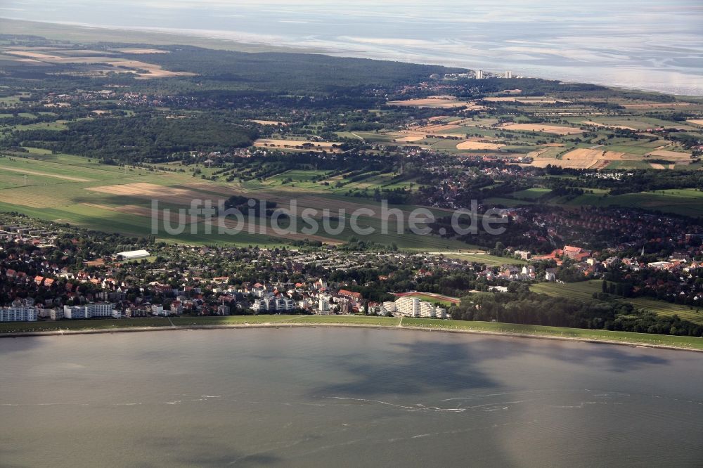 Cuxhaven aus der Vogelperspektive: Nordseeküste vor Cuxhafen im Bundesland Niedersachsen