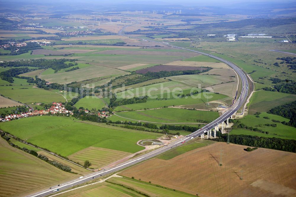 Luftaufnahme Eisenach - Nordverlegung / Umfahrung Hörselberge der Autobahn E40 / A4 in Thüringen