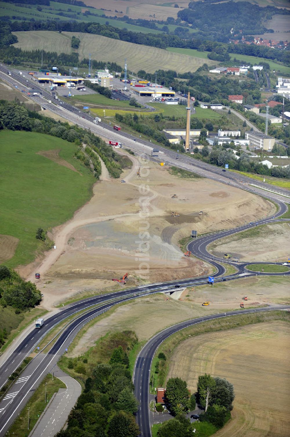 Eisenach von oben - Nordverlegung / Umfahrung Hörselberge der Autobahn E40 / A4 in Thüringen