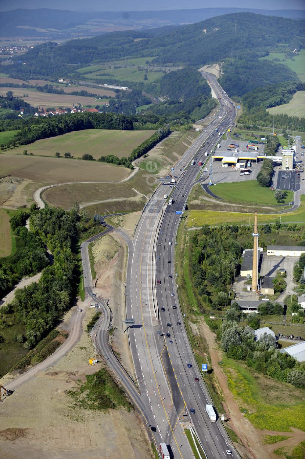 Luftaufnahme Eisenach - Nordverlegung / Umfahrung Hörselberge der Autobahn E40 / A4 in Thüringen