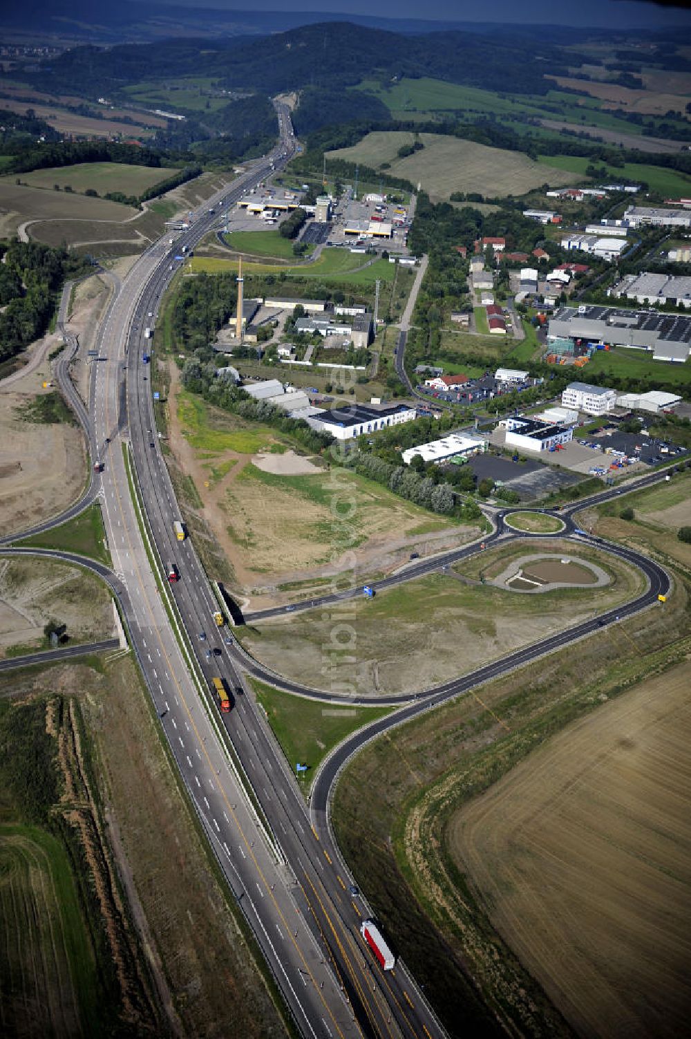 Luftbild Eisenach - Nordverlegung / Umfahrung Hörselberge der Autobahn E40 / A4 in Thüringen