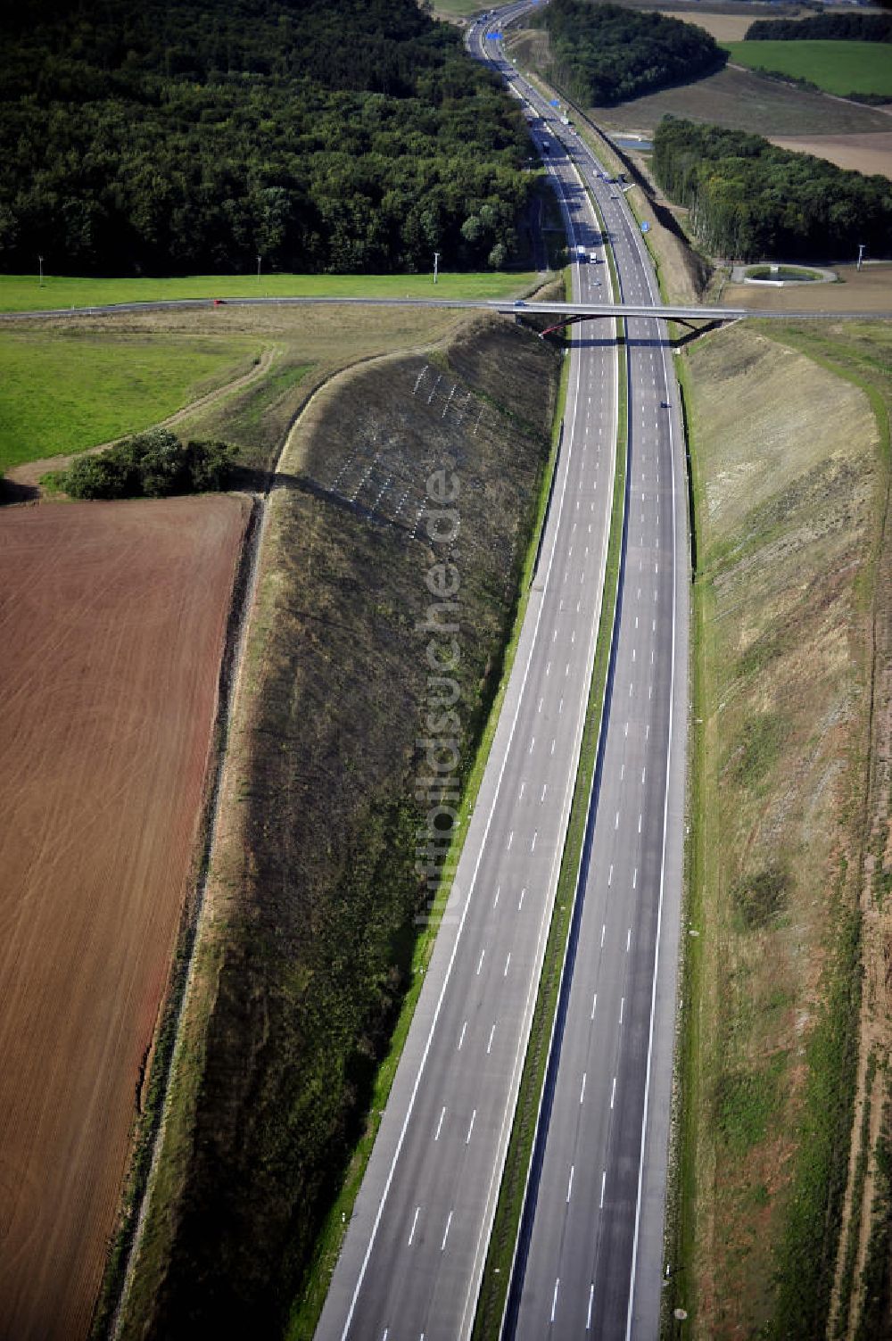 Luftbild Eisenach - Nordverlegung / Umfahrung Hörselberge der Autobahn E40 / A4 in Thüringen