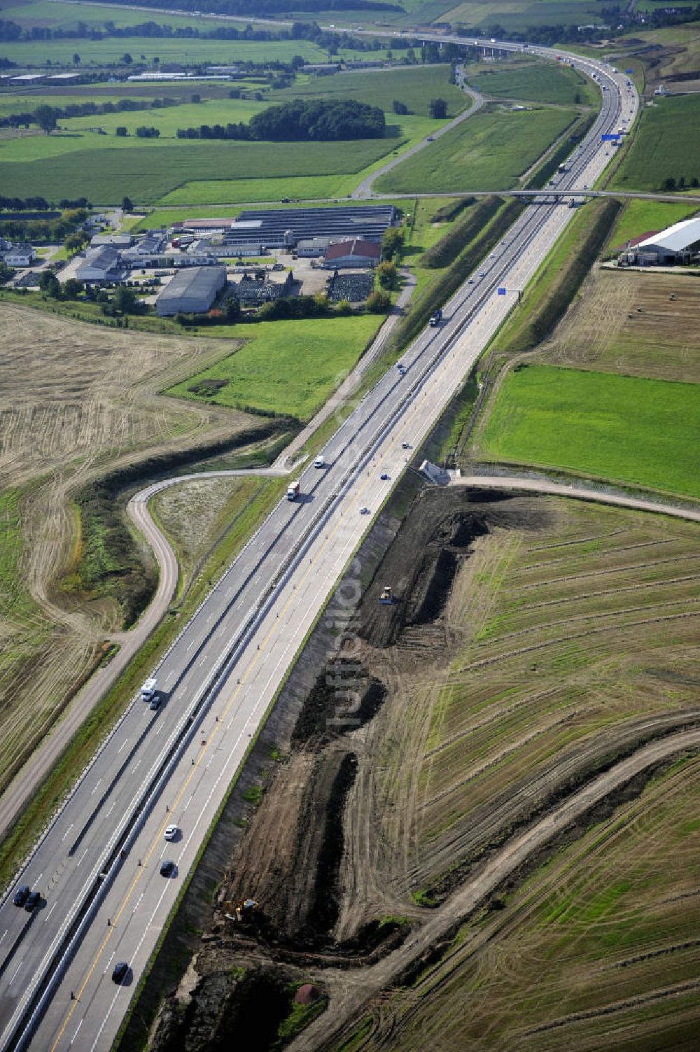 Eisenach von oben - Nordverlegung / Umfahrung Hörselberge der Autobahn E40 / A4 in Thüringen