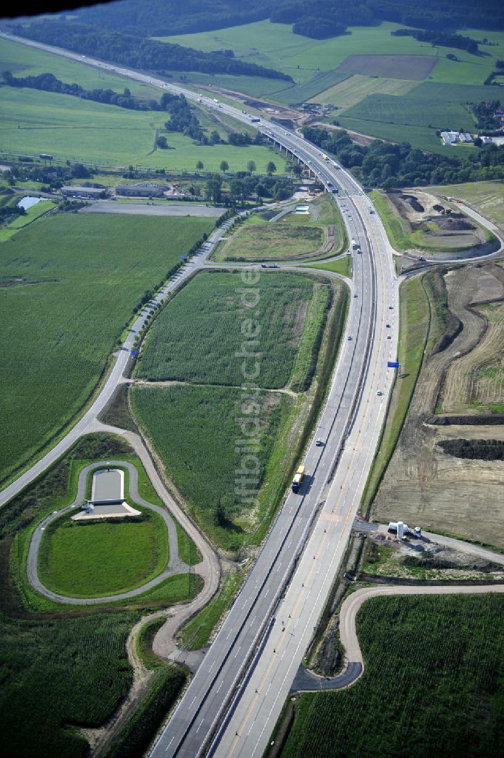 Eisenach aus der Vogelperspektive: Nordverlegung / Umfahrung Hörselberge der Autobahn E40 / A4 in Thüringen