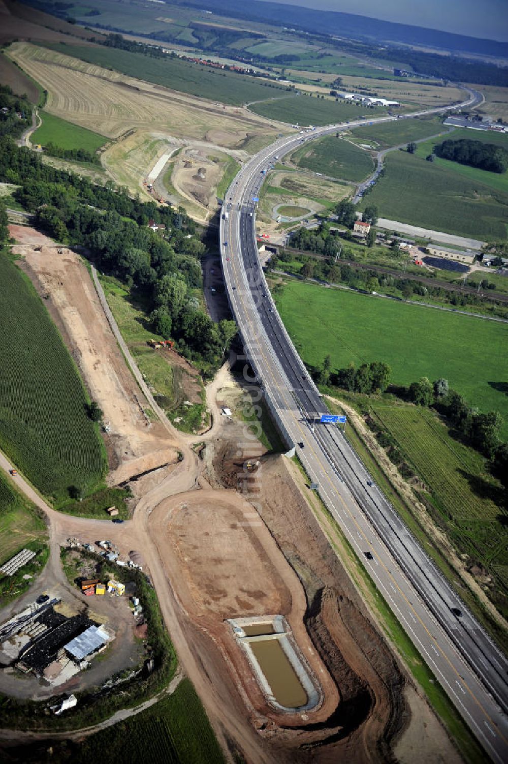 Luftaufnahme Eisenach - Nordverlegung / Umfahrung Hörselberge der Autobahn E40 / A4 in Thüringen