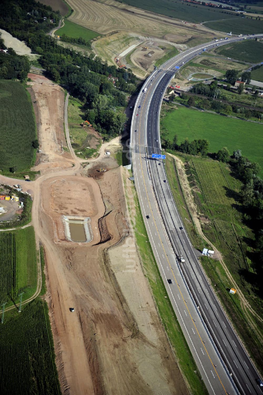 Eisenach von oben - Nordverlegung / Umfahrung Hörselberge der Autobahn E40 / A4 in Thüringen