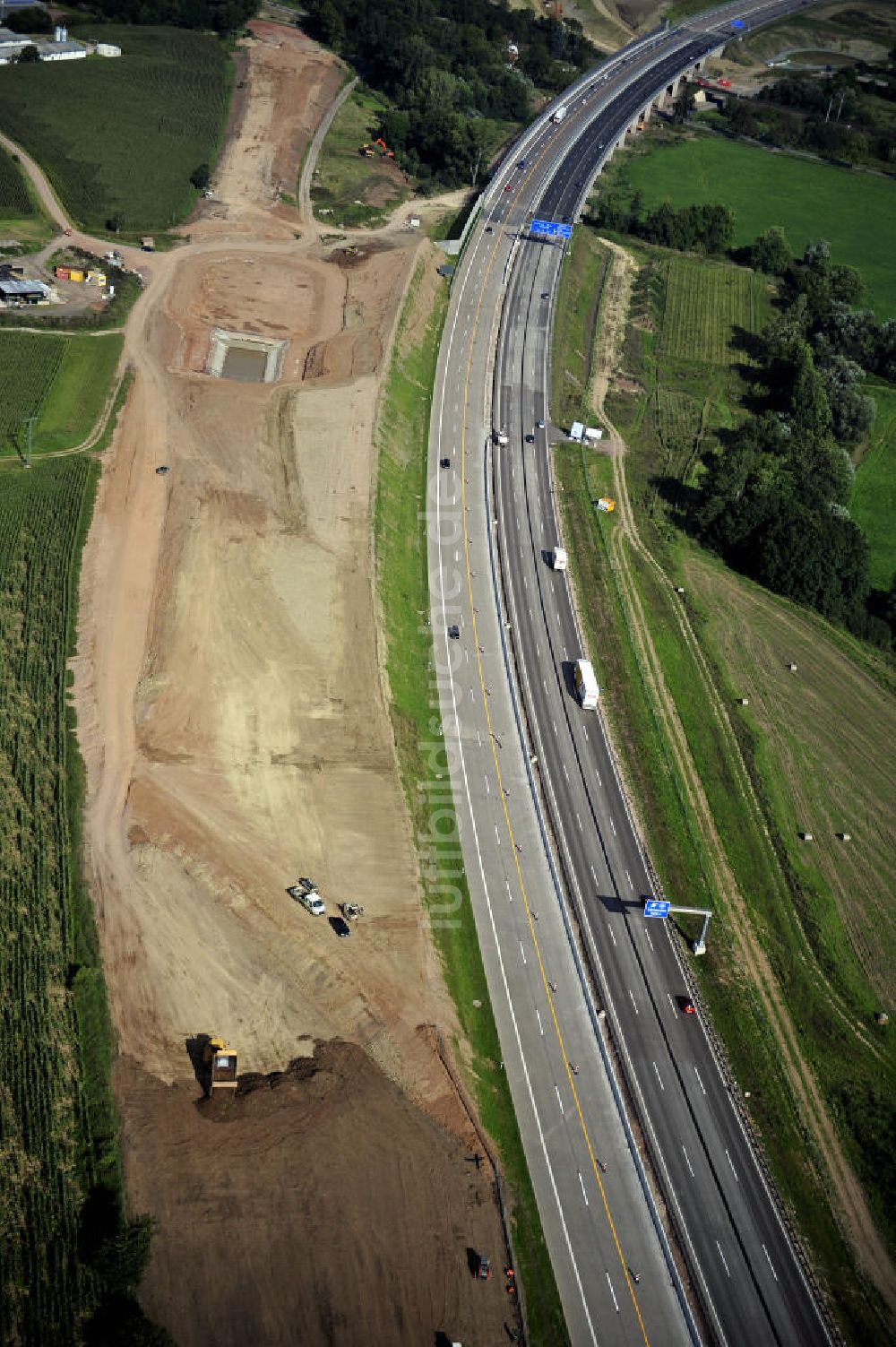 Eisenach aus der Vogelperspektive: Nordverlegung / Umfahrung Hörselberge der Autobahn E40 / A4 in Thüringen