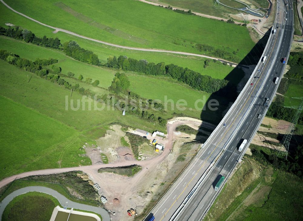 Luftaufnahme Eisenach - Nordverlegung / Umfahrung Hörselberge der Autobahn E40 / A4 in Thüringen