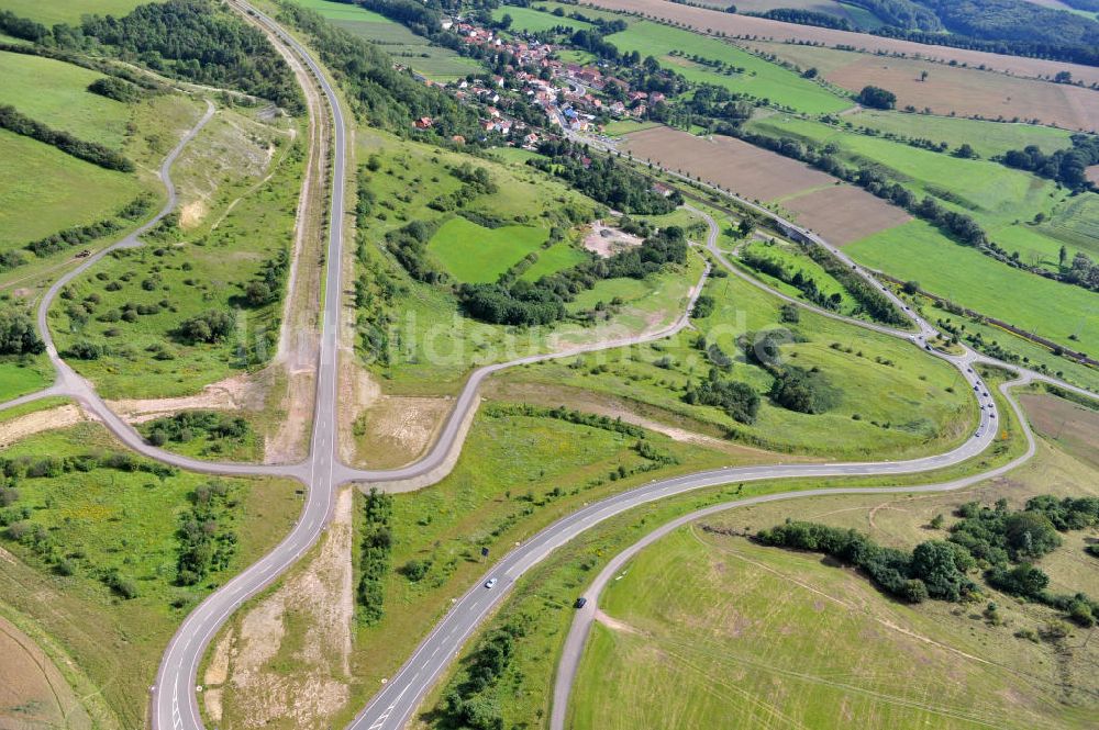 Wutha-Farnroda von oben - Nordverlegung / Umfahrung Hörselberge der Autobahn E40 / A4 in Thüringen