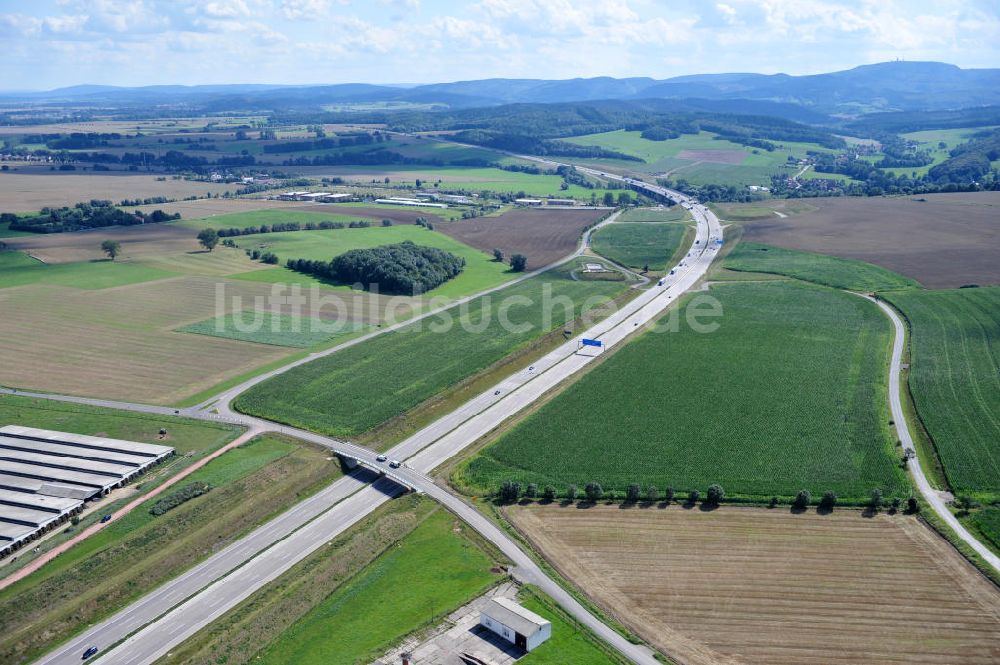 Hastrungsfeld von oben - Nordverlegung / Umfahrung Hörselberge der Autobahn E40 / A4 in Thüringen