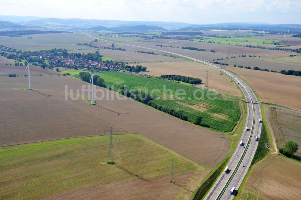 Hötzelsroda aus der Vogelperspektive: Nordverlegung / Umfahrung Hörselberge der Autobahn E40 / A4 in Thüringen