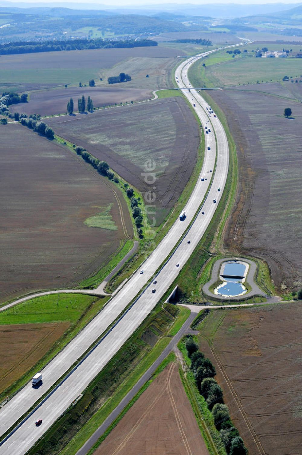 Hötzelsroda von oben - Nordverlegung / Umfahrung Hörselberge der Autobahn E40 / A4 in Thüringen