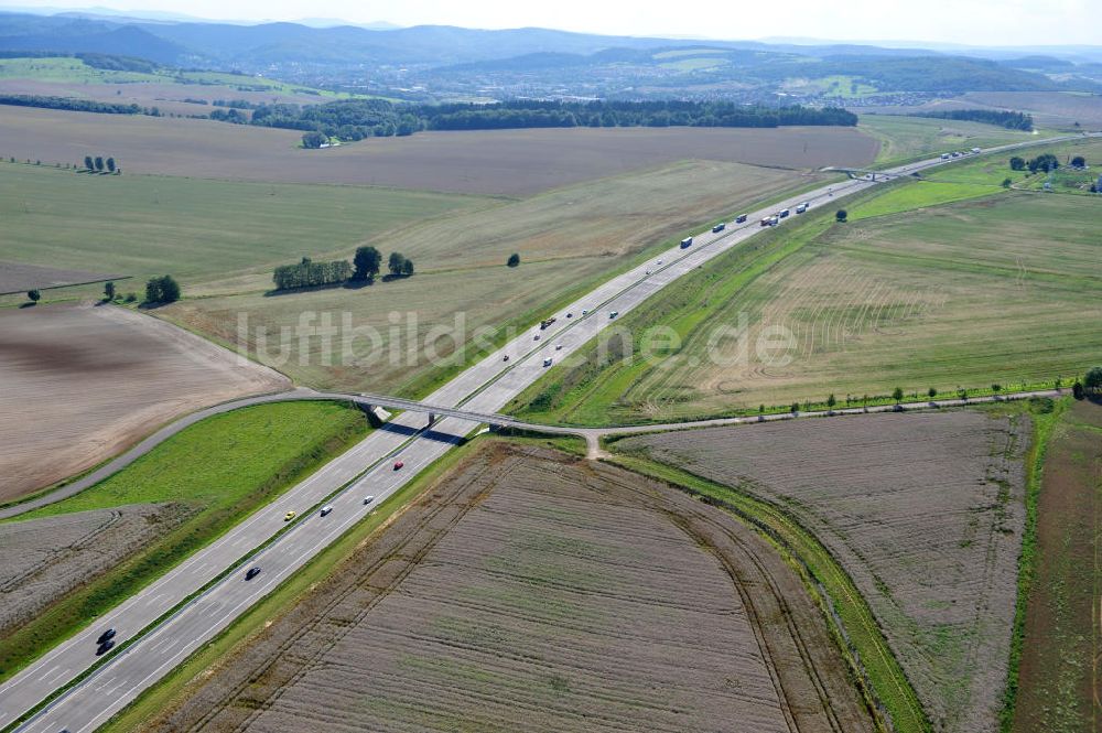 Neukirchen von oben - Nordverlegung / Umfahrung Hörselberge der Autobahn E40 / A4 in Thüringen