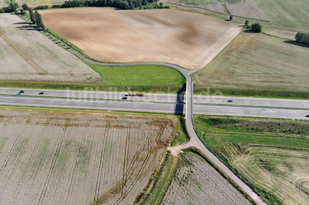 Neukirchen aus der Vogelperspektive: Nordverlegung / Umfahrung Hörselberge der Autobahn E40 / A4 in Thüringen