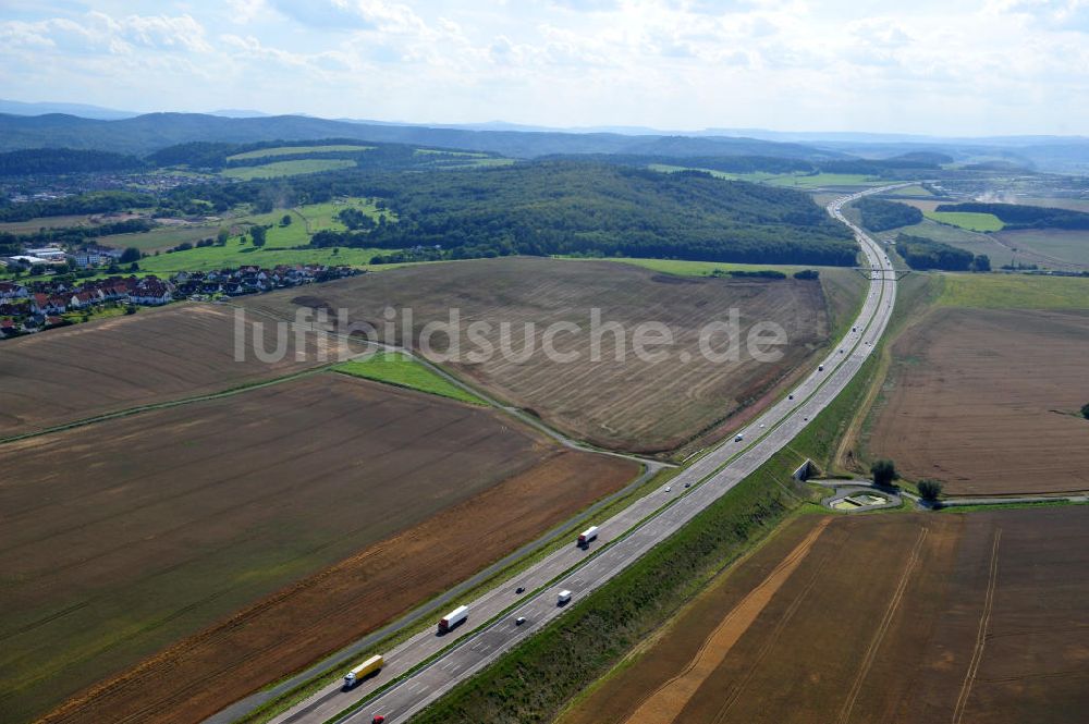 Madelungen von oben - Nordverlegung / Umfahrung Hörselberge der Autobahn E40 / A4 in Thüringen