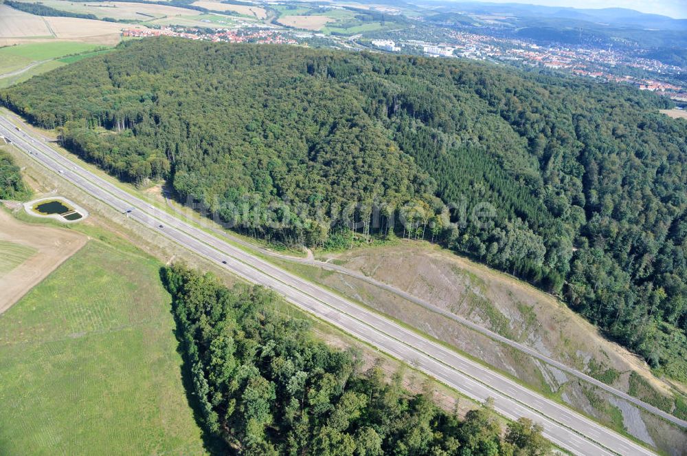 Eisenach von oben - Nordverlegung / Umfahrung Hörselberge der Autobahn E40 / A4 in Thüringen