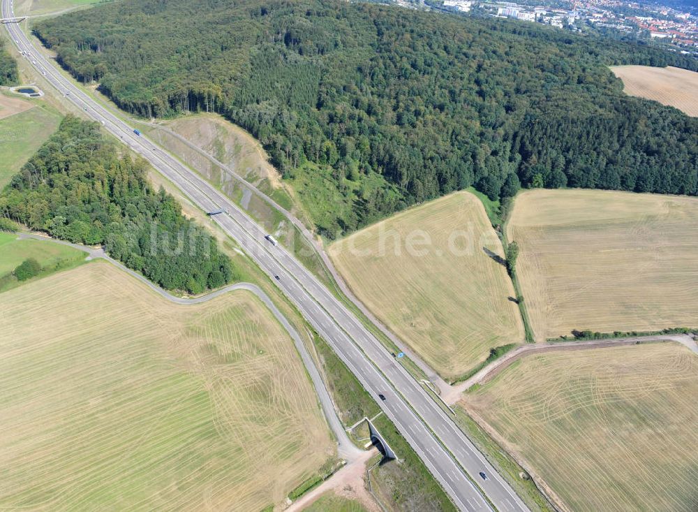 Luftaufnahme Eisenach - Nordverlegung / Umfahrung Hörselberge der Autobahn E40 / A4 in Thüringen