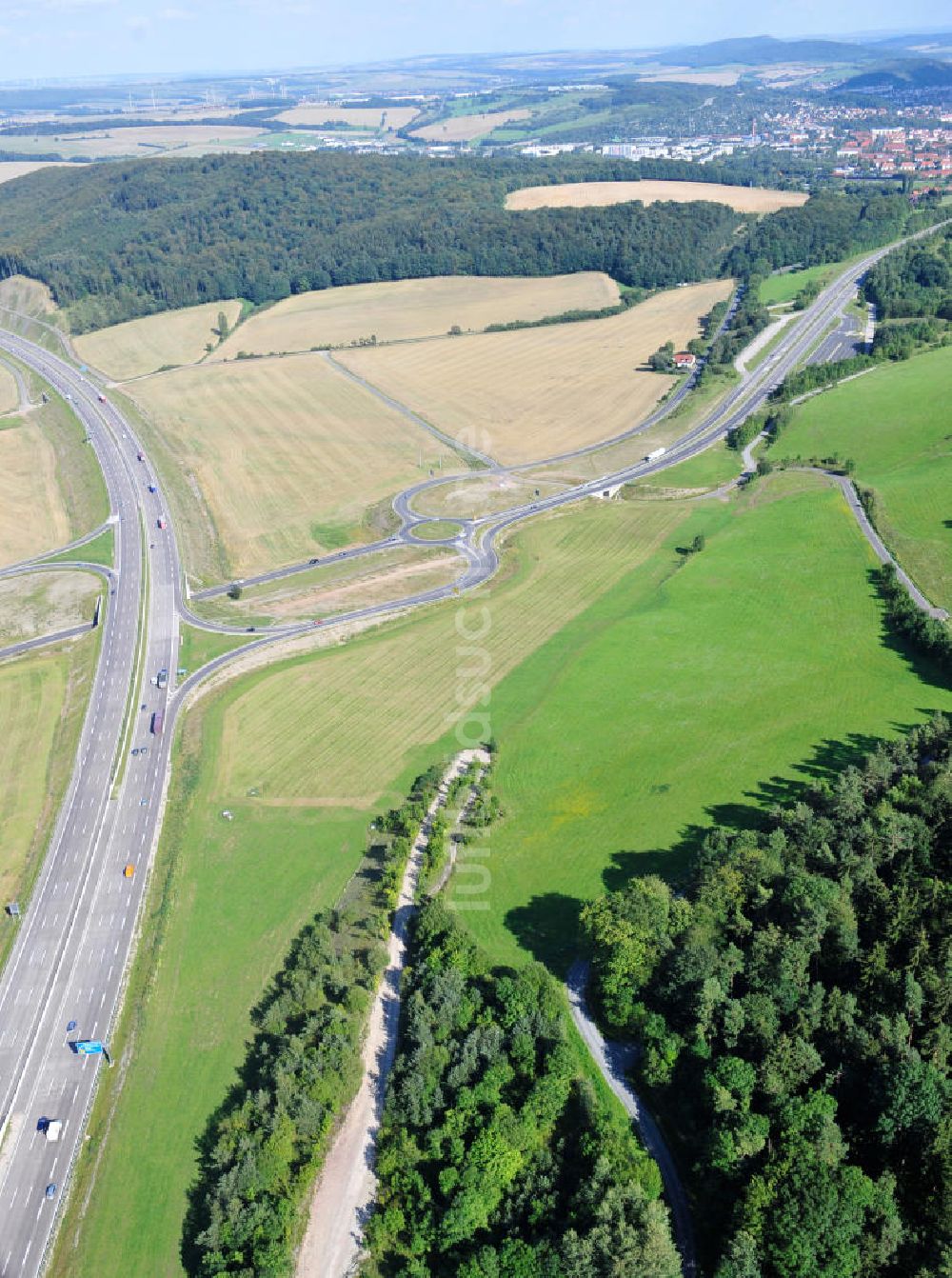 Eisenach aus der Vogelperspektive: Nordverlegung / Umfahrung Hörselberge der Autobahn E40 / A4 in Thüringen