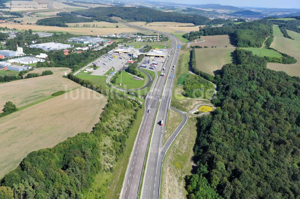 Luftaufnahme Eisenach - Nordverlegung / Umfahrung Hörselberge der Autobahn E40 / A4 in Thüringen