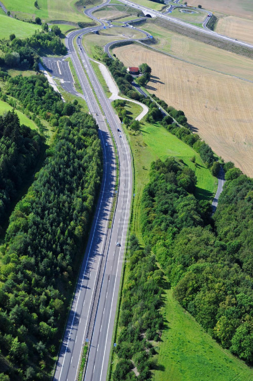 Luftbild Eisenach - Nordverlegung / Umfahrung Hörselberge der Autobahn E40 / A4 in Thüringen