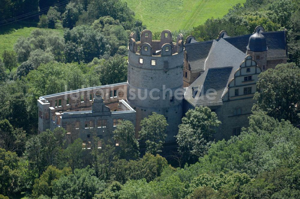 Kranichfeld von oben - Oberschloss Kranichfeld in Thüringen