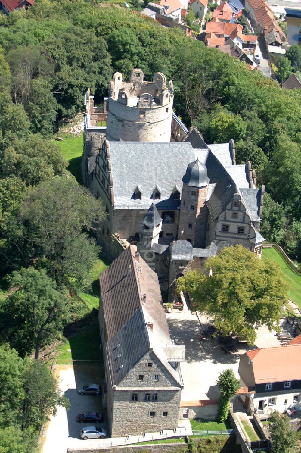 Kranichfeld aus der Vogelperspektive: Oberschloss Kranichfeld in Thüringen